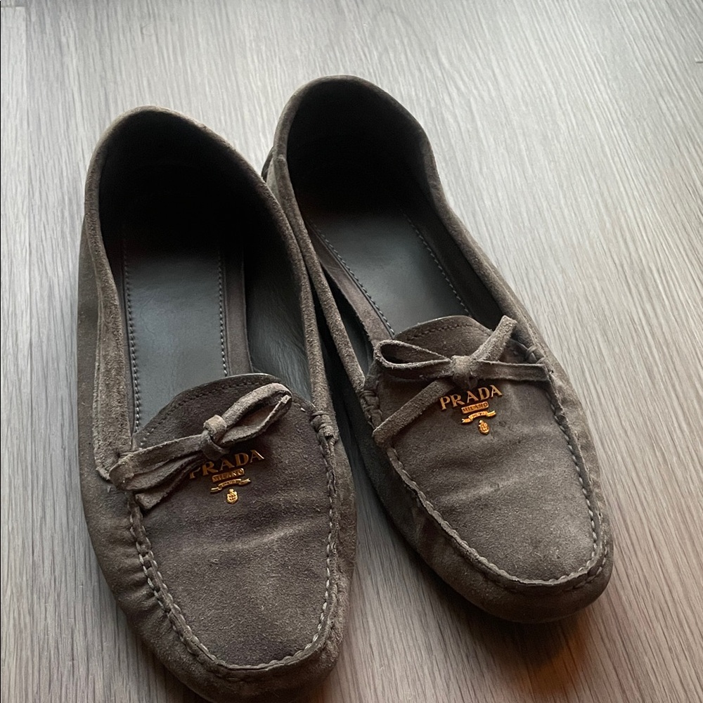 Prada Women's Suede grey Loafers